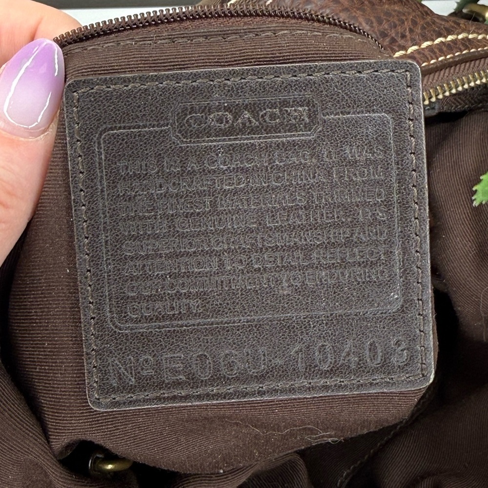 Coach Signature Brown Canvas Hobo Bag Leather Trim Y2K Vintage Crossbody Purse - Picture 7 of 14